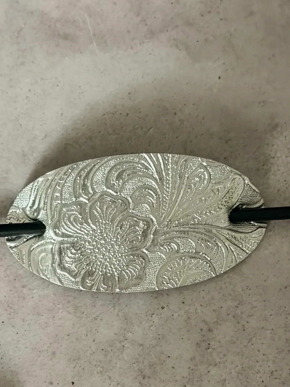 3 Embossed Oval Hair Slides Clip - Silver, Black Gold, Gunmetal